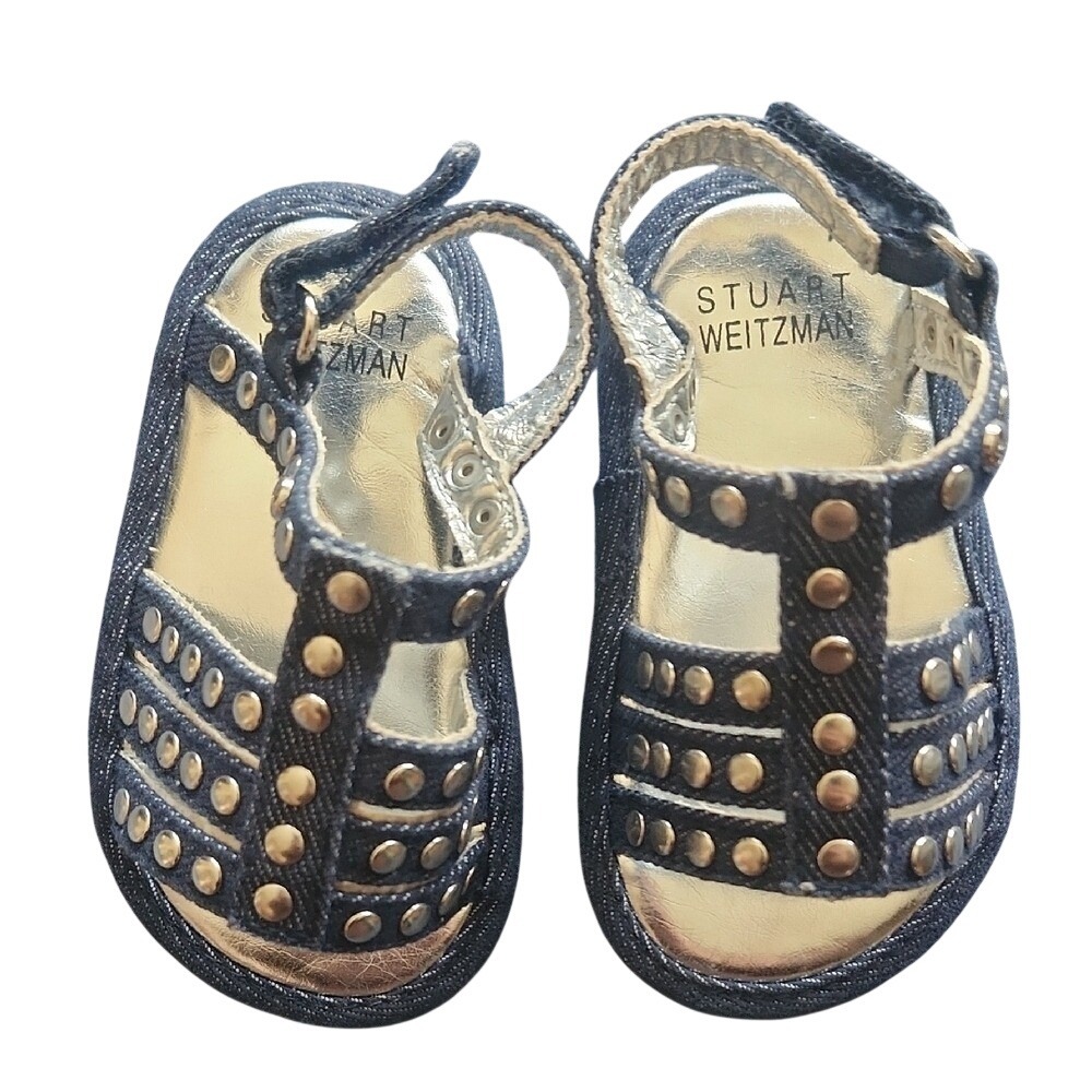 Stuart Weitzman Baby Kemp Gladiator Denim Sandal Studded glamoratti shore Size 3